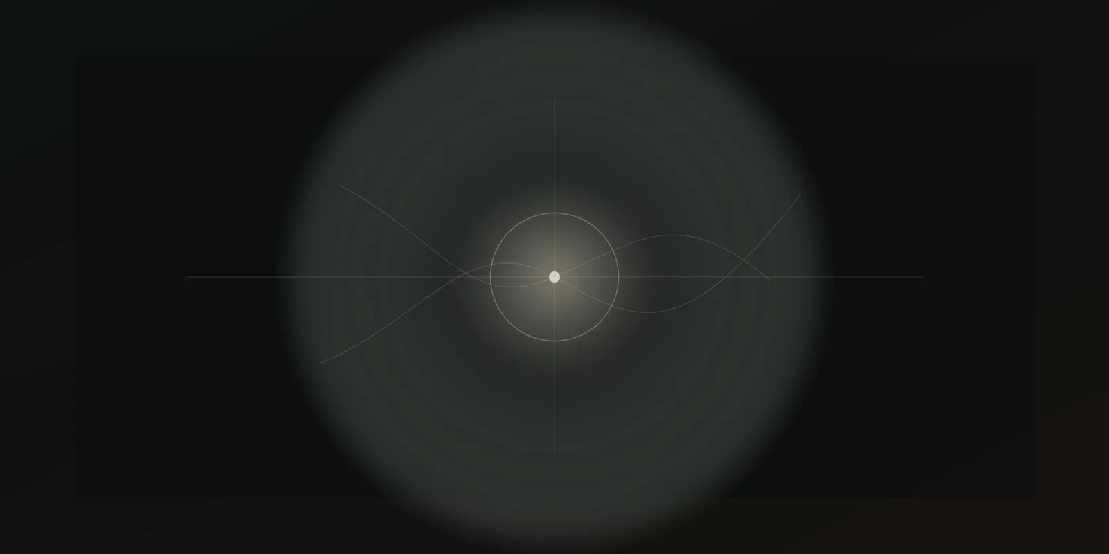 Dark abstract field with a quiet central signal